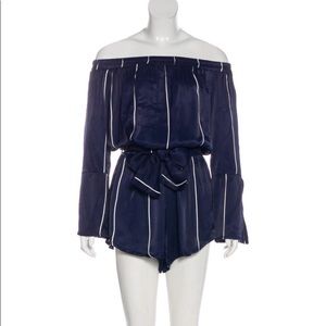 Faithfull The Brand Off-The-Shoulder Silk Romper